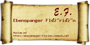 Ebenspanger Flórián névjegykártya